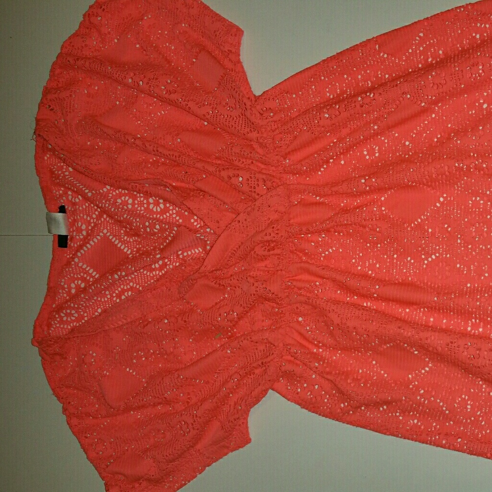 Girls Orange Mesh Swimsuit Cover Up